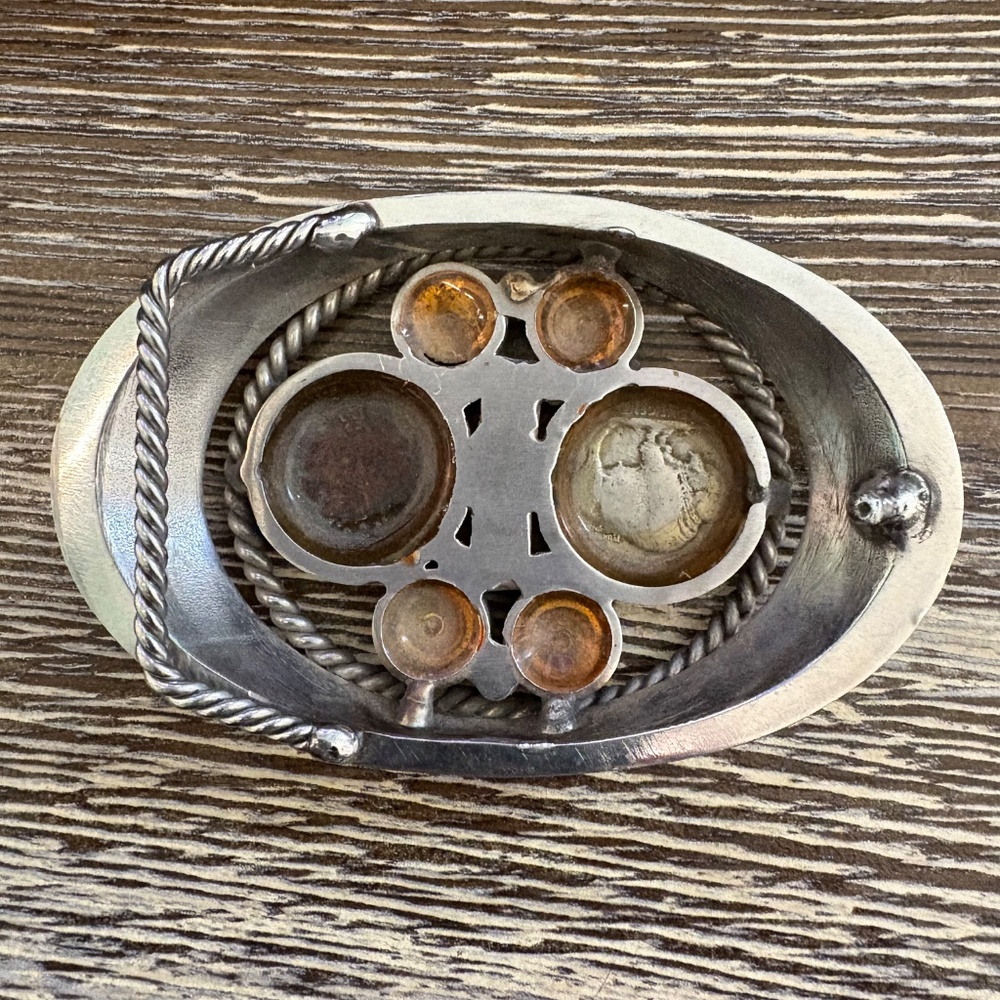 Vintage custom belt buckle featuring Buffalo nickels and brass bullet casings - Picture 13 of 16
